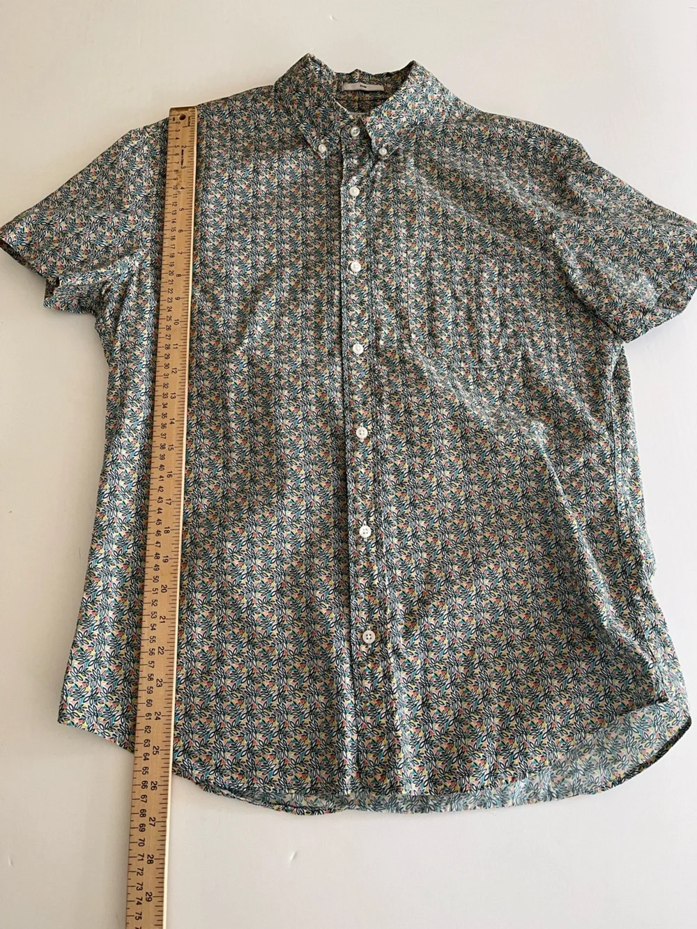 J. Crew Liberty Meridian Green Floral Short Sleeve Poplin Shirt M